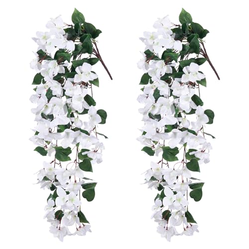 2 PCS Artificial Hanging Bougainvillea Flowers, UV Resistance Fabric Vine (Hotpink) X77655