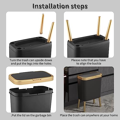 Black Plastic Trash Can with Lid, 4 Gallon E903405