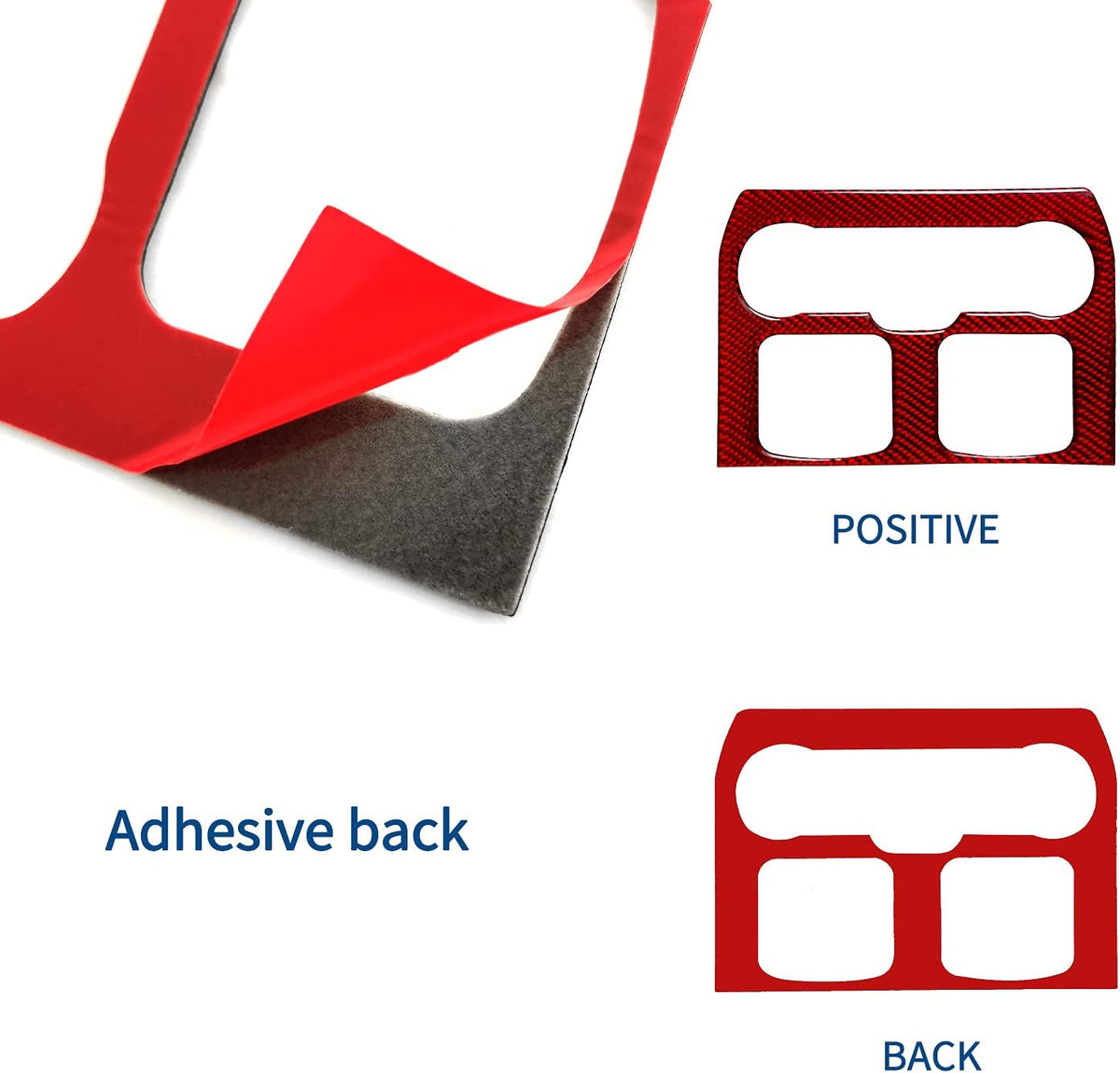 Carbon Fiber Interior Armrest Box Charging Port USB Button Control Panel Cover Stickers Red Pack of 2 J4252