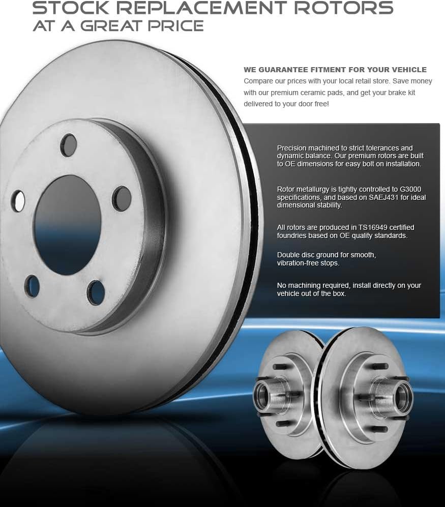 291 mm 6 Lug Brake Disc Rotors + Ceramic Brake Pads + Clips A5611