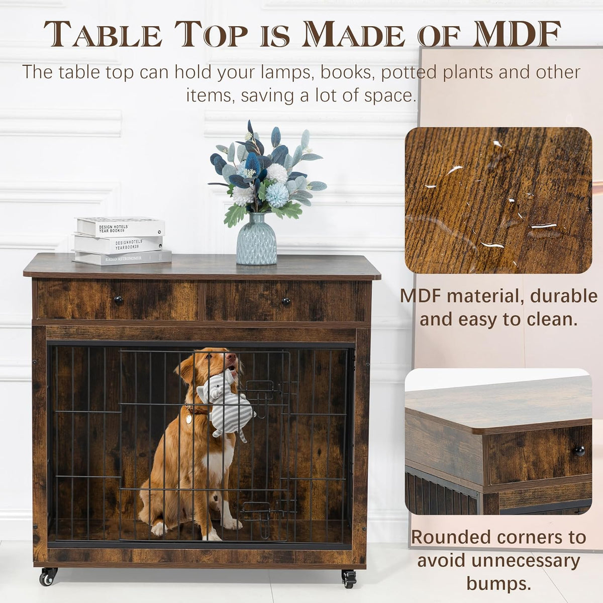 Brown Wooden Cabinet Crate with Storage Drawer and 2 Doors R96685