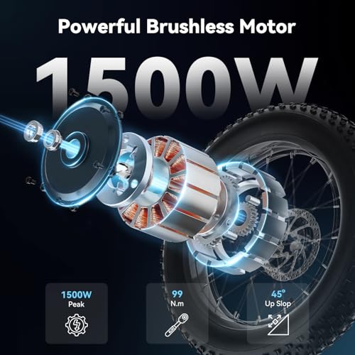 Electric Bike, 1500W Peak Motor, 30MPH, 70Miles, Dual Suspension, 20" Fat Tire, 48V 13Ah Battery J10776