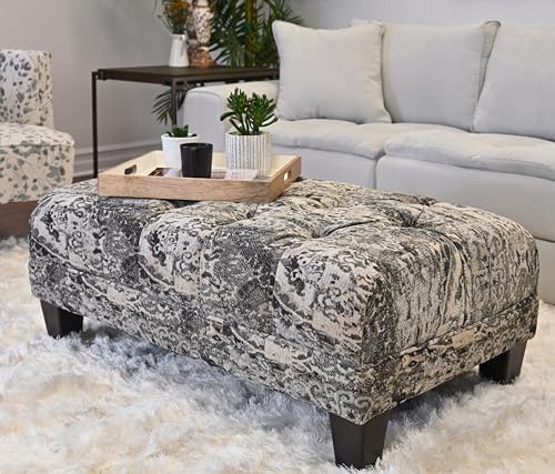 Turkish Charcoal Fabric Oversized Ottoman Z64731