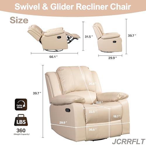 Beige Leather Swivel Recliner Chair F28353