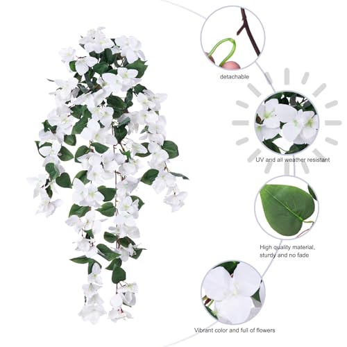 2 PCS Artificial Hanging Bougainvillea Flowers, UV Resistance Fabric Vine (Hotpink) X77655