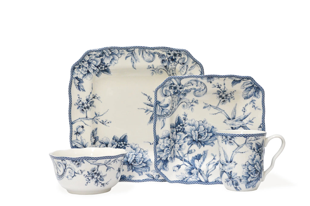 16-piece Porcelain Dinnerware Set, Blue Toile B612989