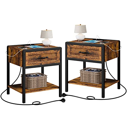 Queen Size Bed Frame with Headboard and Storage Drawers Bench, Nightstand with Storage Drawer F156