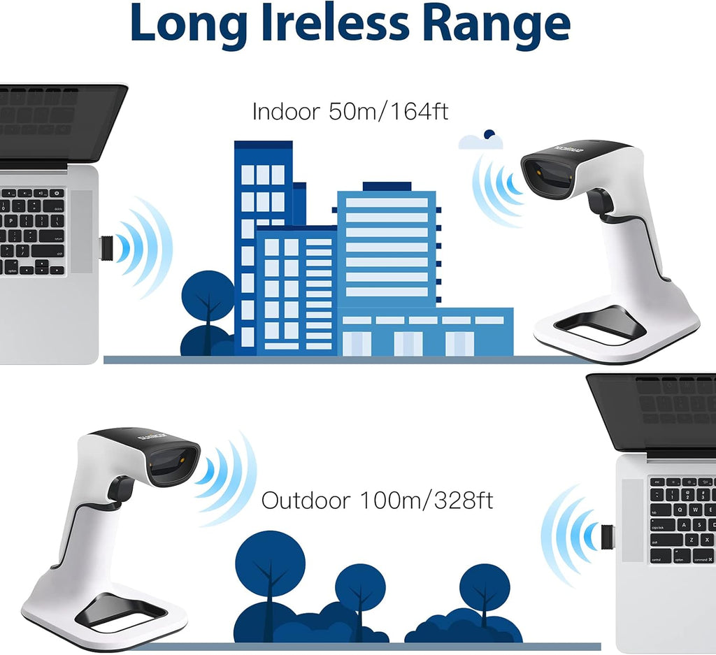 2D Bluetooth Barcode Scanner with Stand Pack of 2 Q130