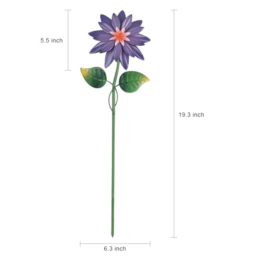 4 Pcs 19" Metal Garden Stakes with Shaking Flower Head H3626