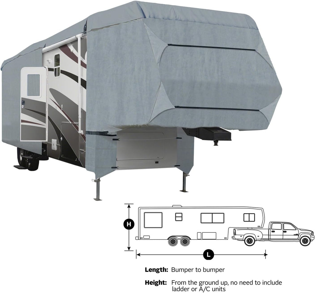 4-Layer 5th Wheel RV Travel Trailer Cover 26'-29'L with Zipper Access D81660