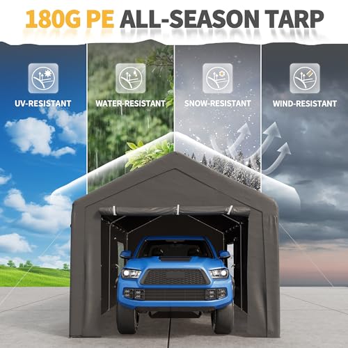Grey 10x20 ft Heavy Duty Carport with Removable Sidewalls K243
