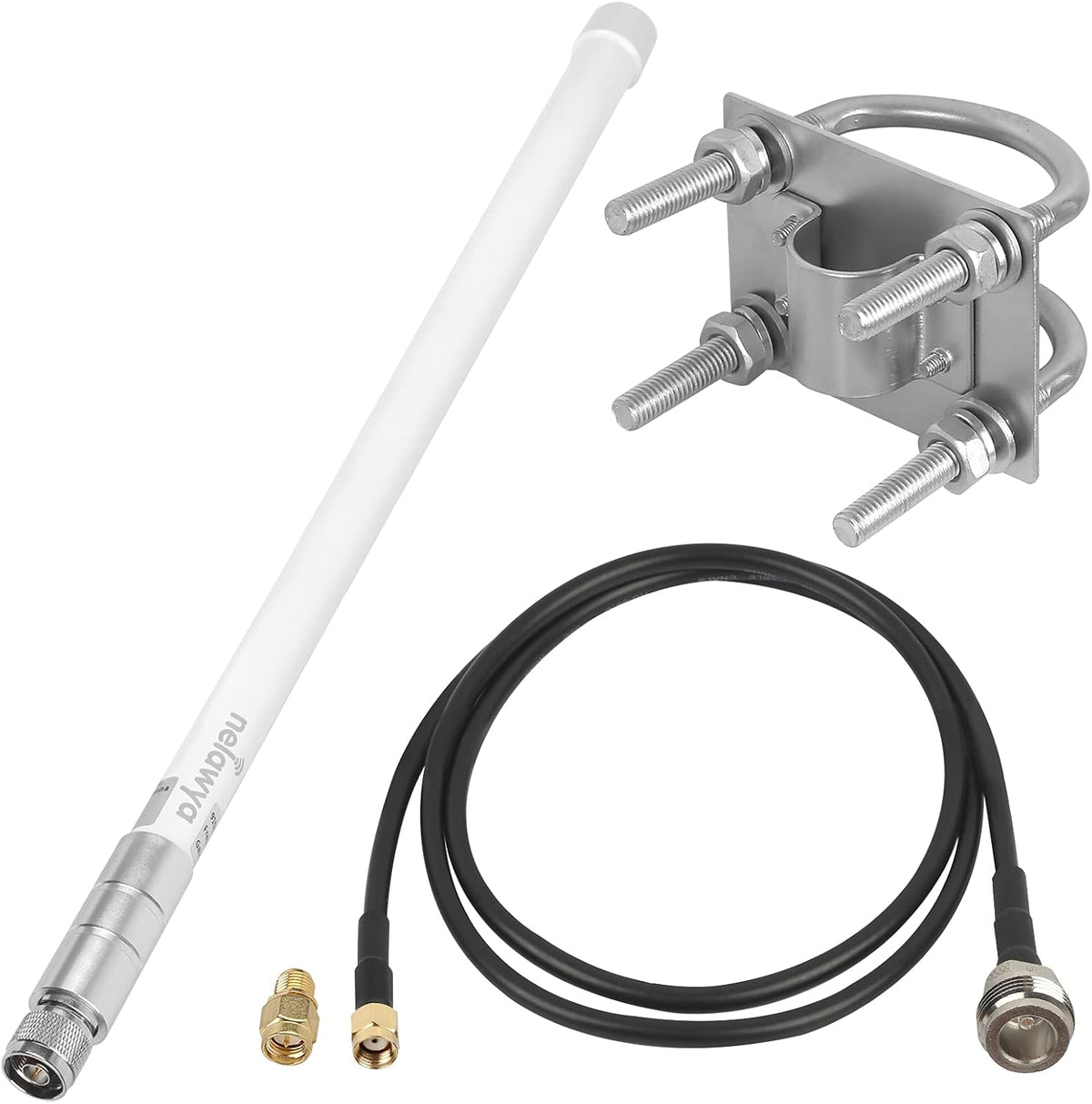 8dBi LoRa Antenna 915Mhz Omni-Directional with 10ft LMR200 Cable White 110cm D3444
