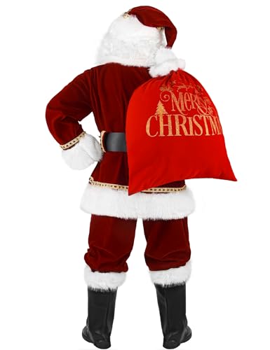11PCS Deluxe Adult Red Santa Suit G36463