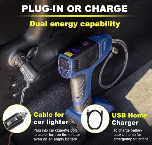 Portable Tire Inflator Air Compressor 150PSI 12V DC Orange E88862