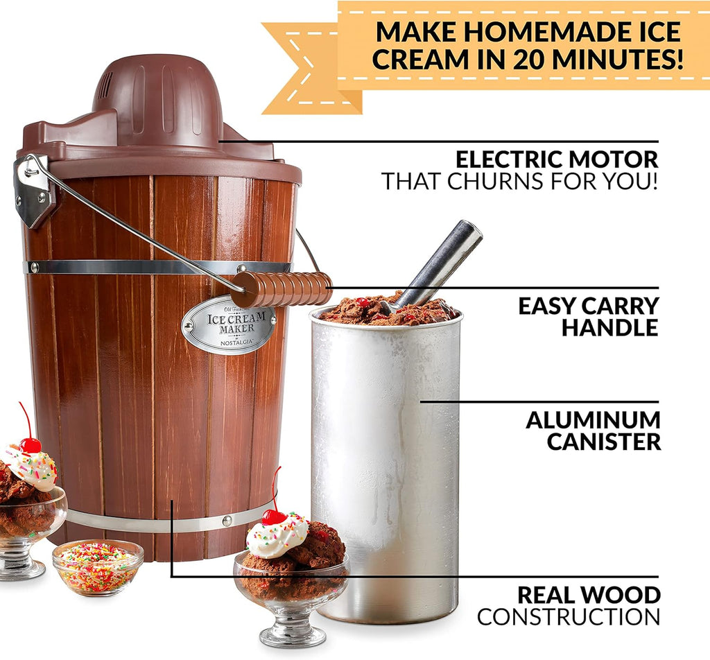 Dark Wood 6 Quart Electric Ice Cream Maker M843