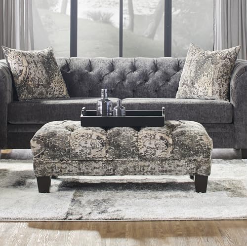 Turkish Charcoal Fabric Oversized Ottoman Z64731