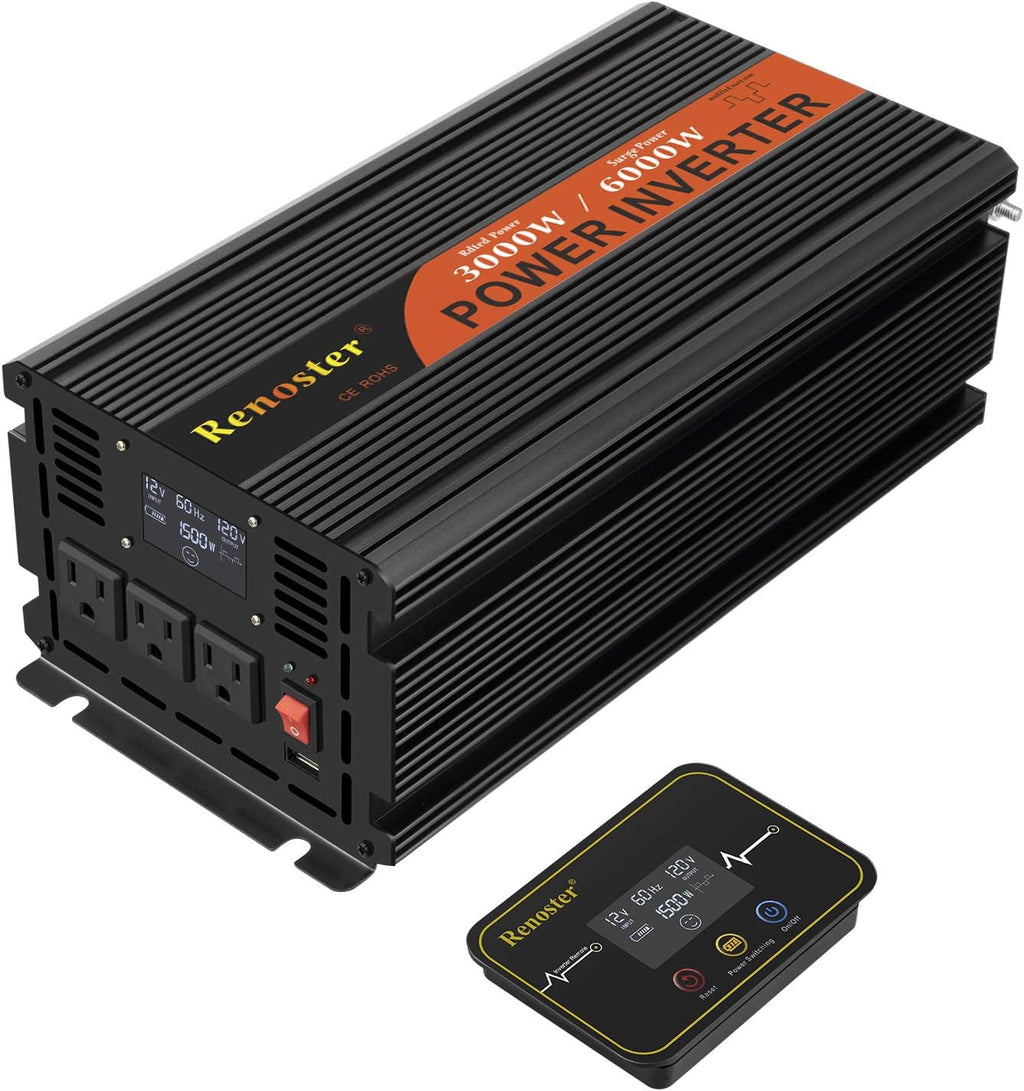 12V to 120V Modified Sine Wave Power Inverter with LCD Display 3000W K362