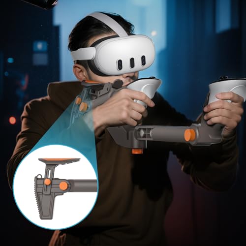 Adjustable Gunstock for Meta Quest 2 Quest 3 Quest 3S Quest Pro with Quick Magnetic Attachment Cheek Pad (Gunmetal Gray) W7804