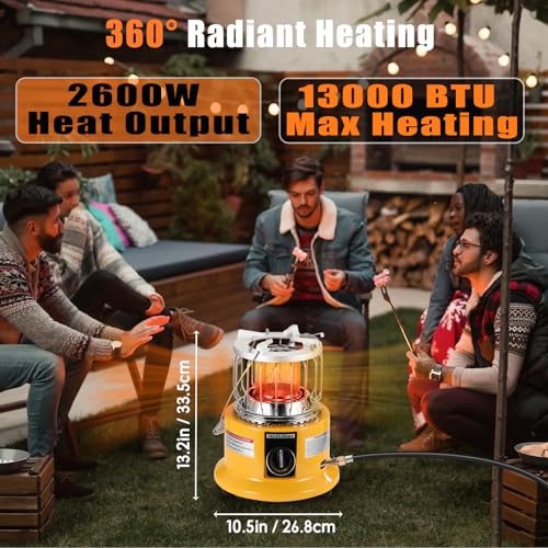 2 in 1 Propane Heater & Stove, 13000 BTU Portable Propane Heater with Handle C118