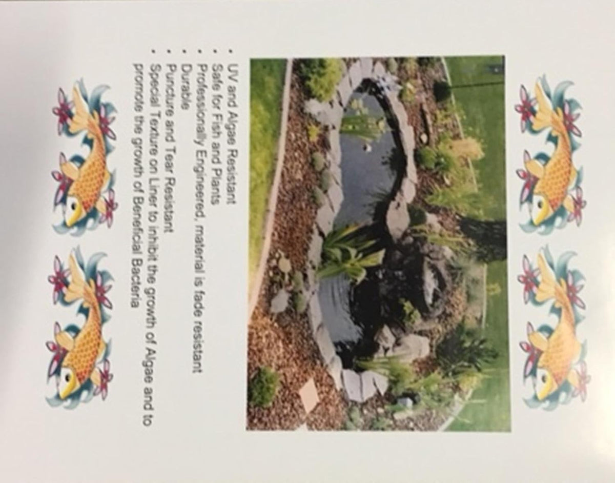 Water Garden Fountain KIT with Liner & Pump 9' X 6' Liner & 5 Water Lilies A4435