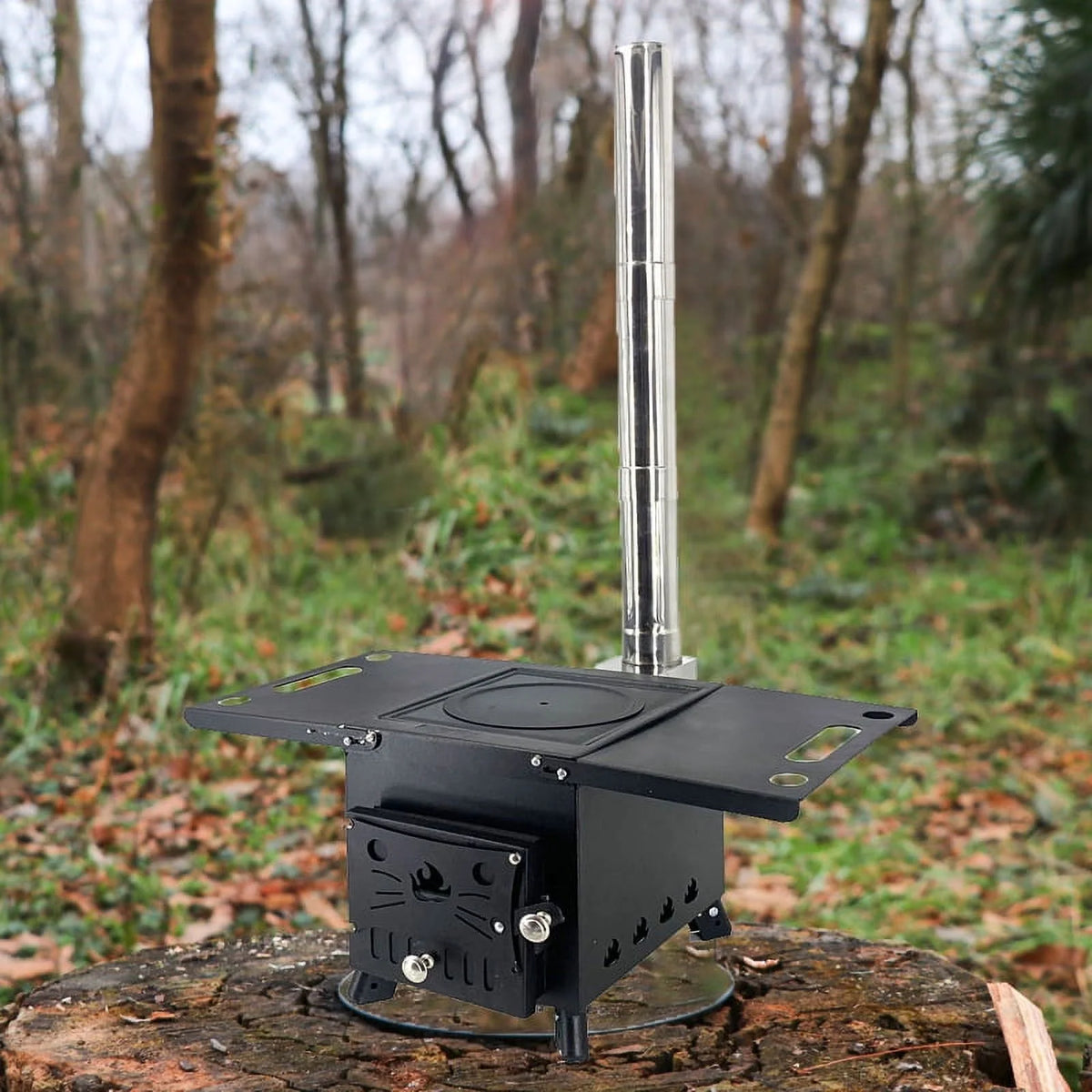 Portable Wood Burning Camping Stove with Chimney Pipe S190