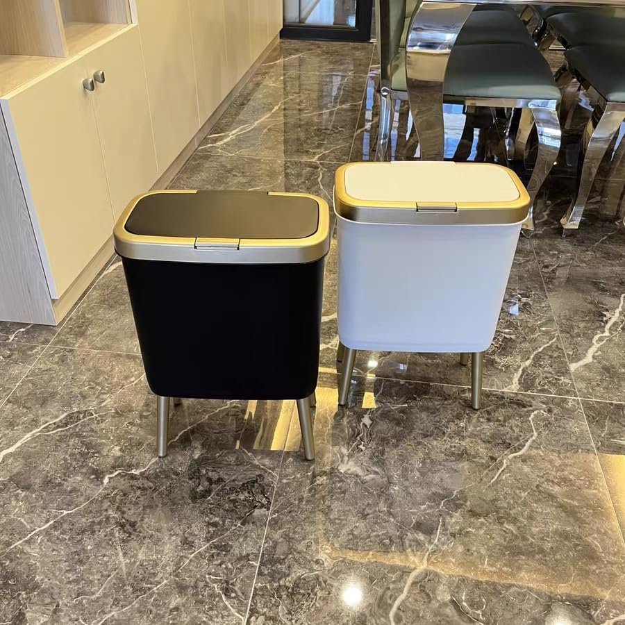 Black Plastic Trash Can with Lid, 4 Gallon E903405
