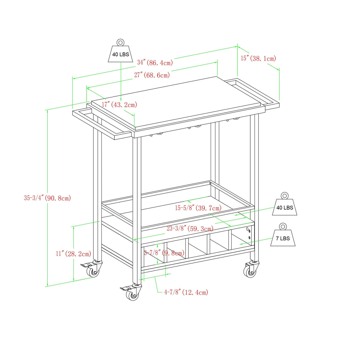 Faux Marble Serving Bar Cart with Dark Walnut Base B4901
