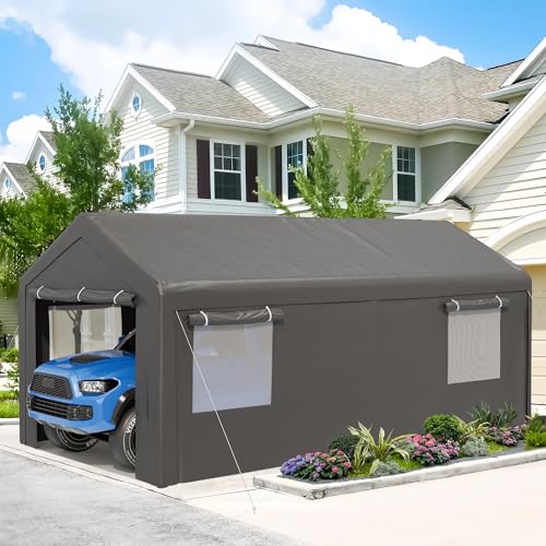 Grey 10x20 ft Heavy Duty Carport with Removable Sidewalls K243