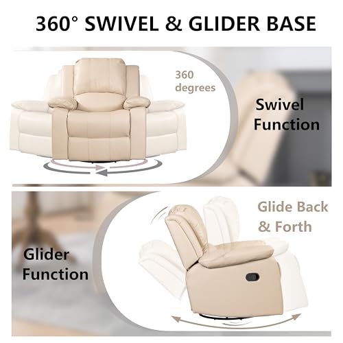 Beige Leather Swivel Recliner Chair F28353