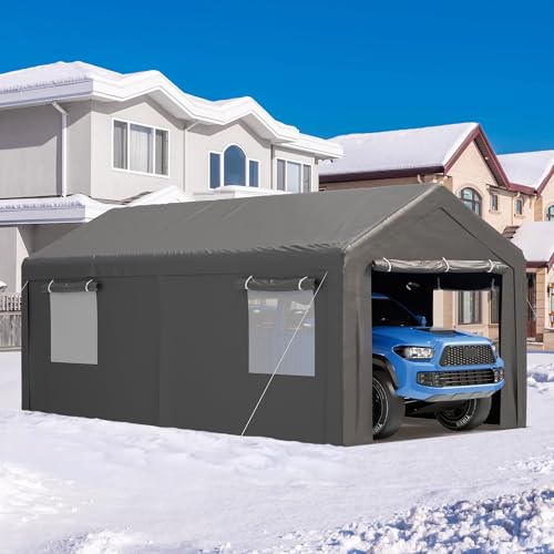 Grey 10x20 ft Heavy Duty Carport with Removable Sidewalls K243