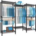 7 Tiers Black Metal Garment Rack with 5 Hanging Rods K528