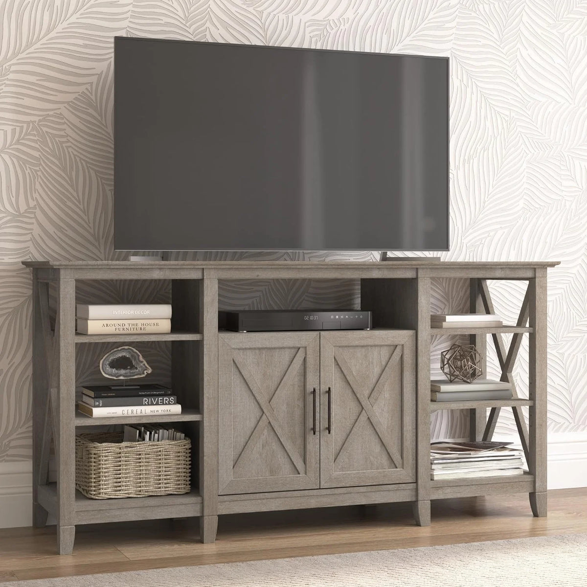 Washed Gray TV Stand with Storage W143