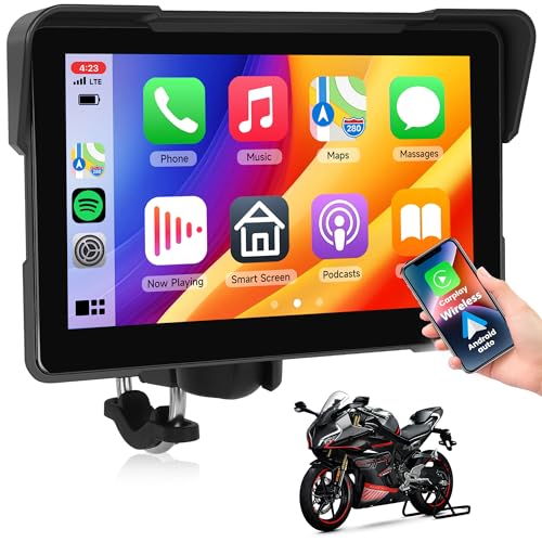 7Inch Motorcycle Carplay Screen, Wireless CarPlay & Android Auto with Waterproof Touchscreen X99194