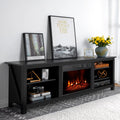 Black Wood Texture Fireplace TV Stand K794