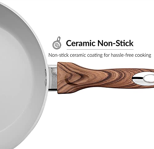 11" Deep Frypan 5 Qt Wok Non-Stick Ceramic Coating Aluminum Body Navy S456