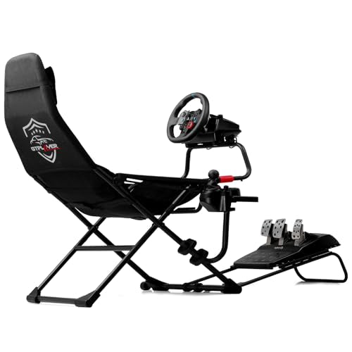Black Foldable Adjustable Sim Racing Cockpit V43249