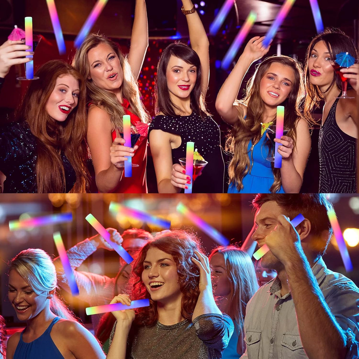 220 Pieces LED Light up Foam Sticks Colorful Flashing Glow Stick with 3 Modes Y25768
