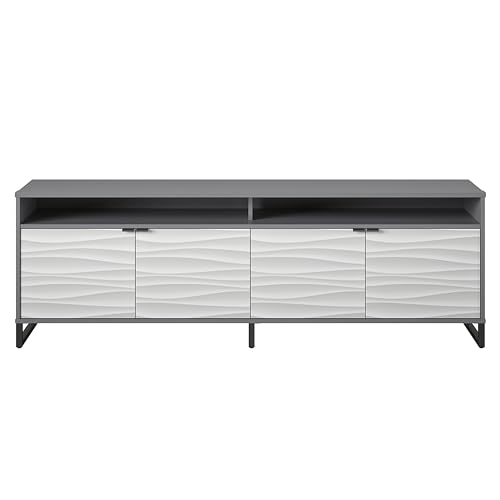 1 Door 3 Drawer Accent Cabinet, Faux Wave/Graphite P5943