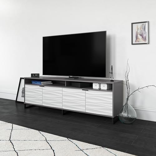 1 Door 3 Drawer Accent Cabinet, Faux Wave/Graphite P5943
