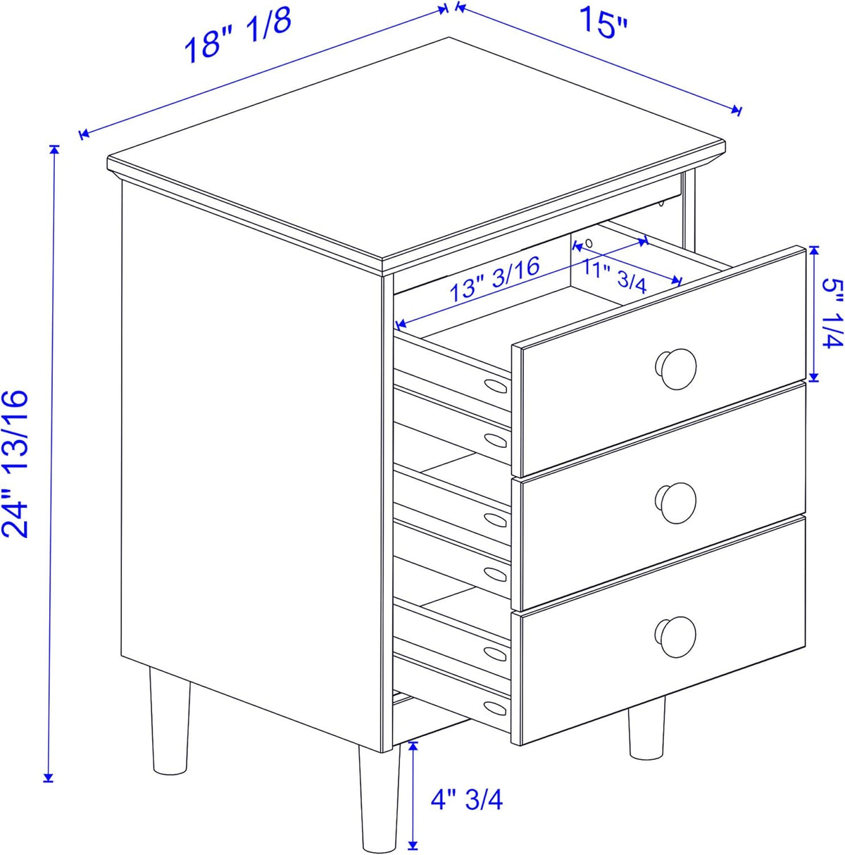 3 Drawer Nightstand V765