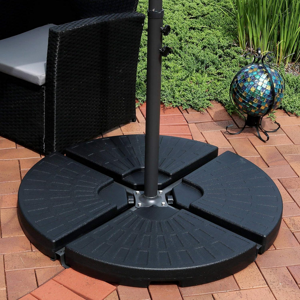 4-Piece Heavy-Duty Cantilever Offset Patio Umbrella Base Plates Black T985564