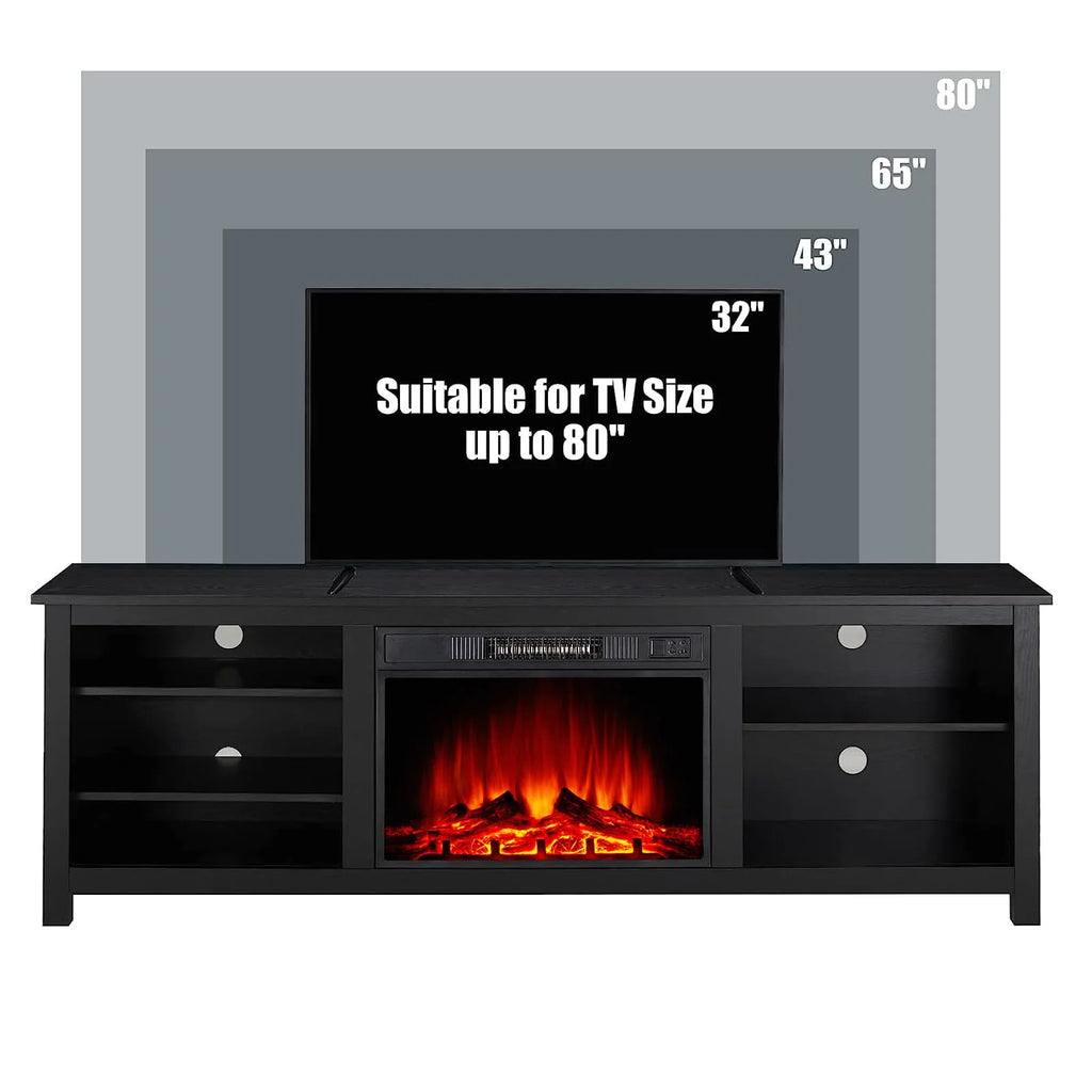 Black Wood Texture Fireplace TV Stand K794