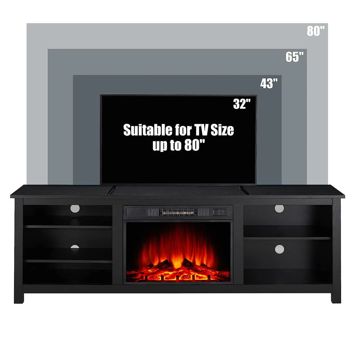Black Wood Texture Fireplace TV Stand K794