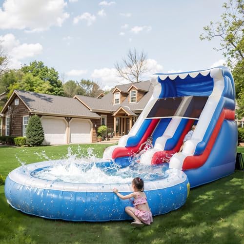 20FT Inflatable Water Slide with Climbing Ladder and Splash Pool E8977