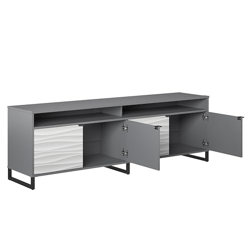 1 Door 3 Drawer Accent Cabinet, Faux Wave/Graphite P5943