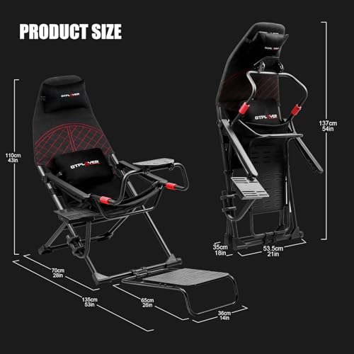 Black Foldable Adjustable Sim Racing Cockpit V43249