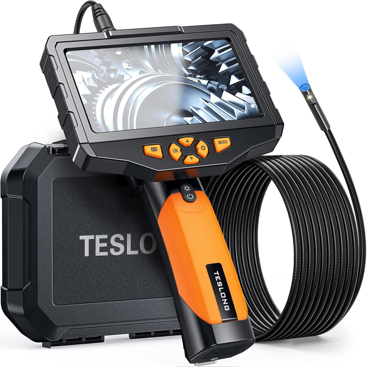 Dual Lens Inspection Camera with Light, 5 IPS Screen, 16.4ft Flexible Probe, 1080p M84265