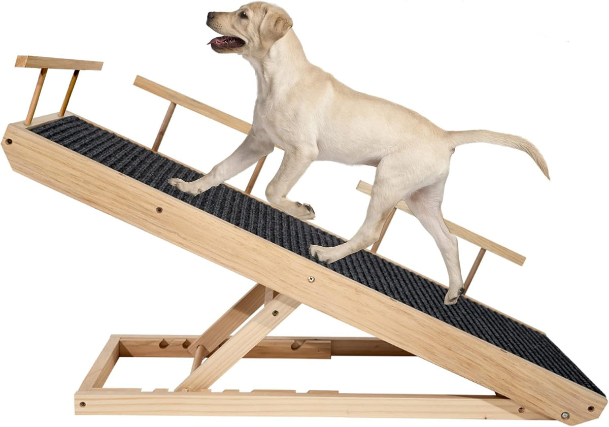 Adjustable Pet Ramp with Non Slip Traction Mat and Safety Side Rails H24023