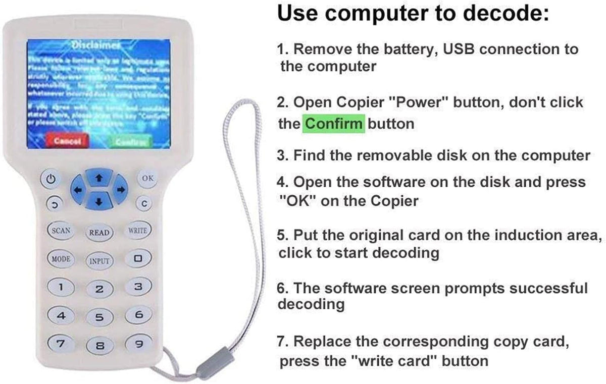 NFC RFID Card Reader Writer Duplicator with 10 ID Cards, 10 Keyfobs and 10 IC Keys K641702