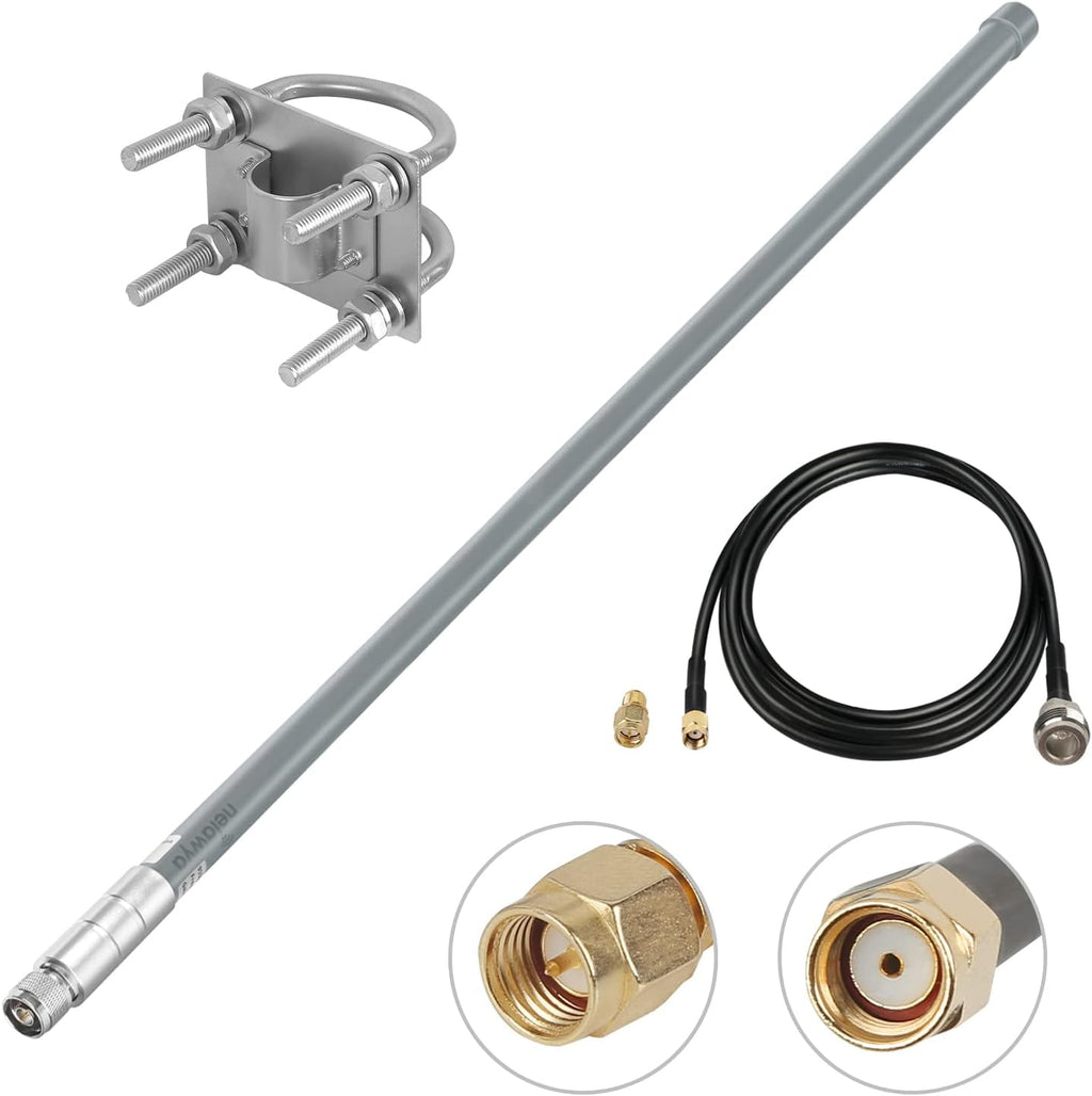 8dBi LoRa Antenna 915Mhz Omni-Directional with 10ft LMR200 Cable White 110cm D3444